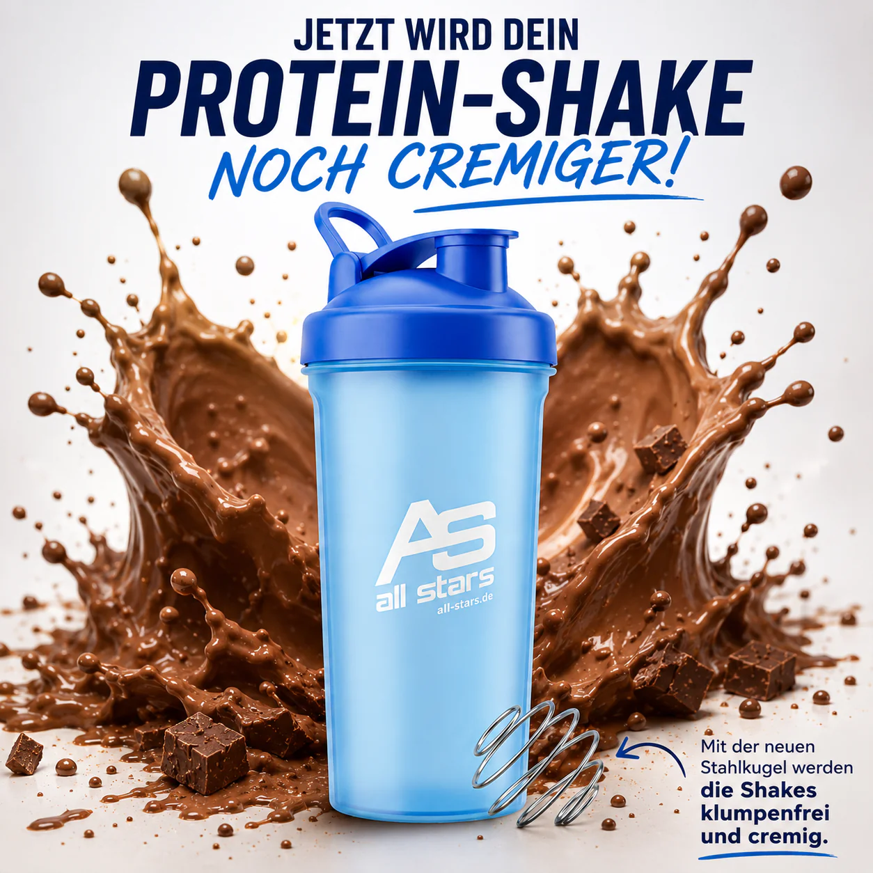 Shaker mit Stahlkugel für klumpen freie Proteinshakes - 850ml Fassung - Image 2